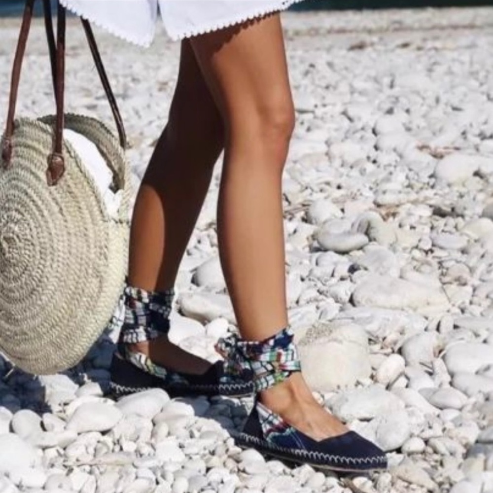 Zara Navy Espadrilles with Multicolor Accents